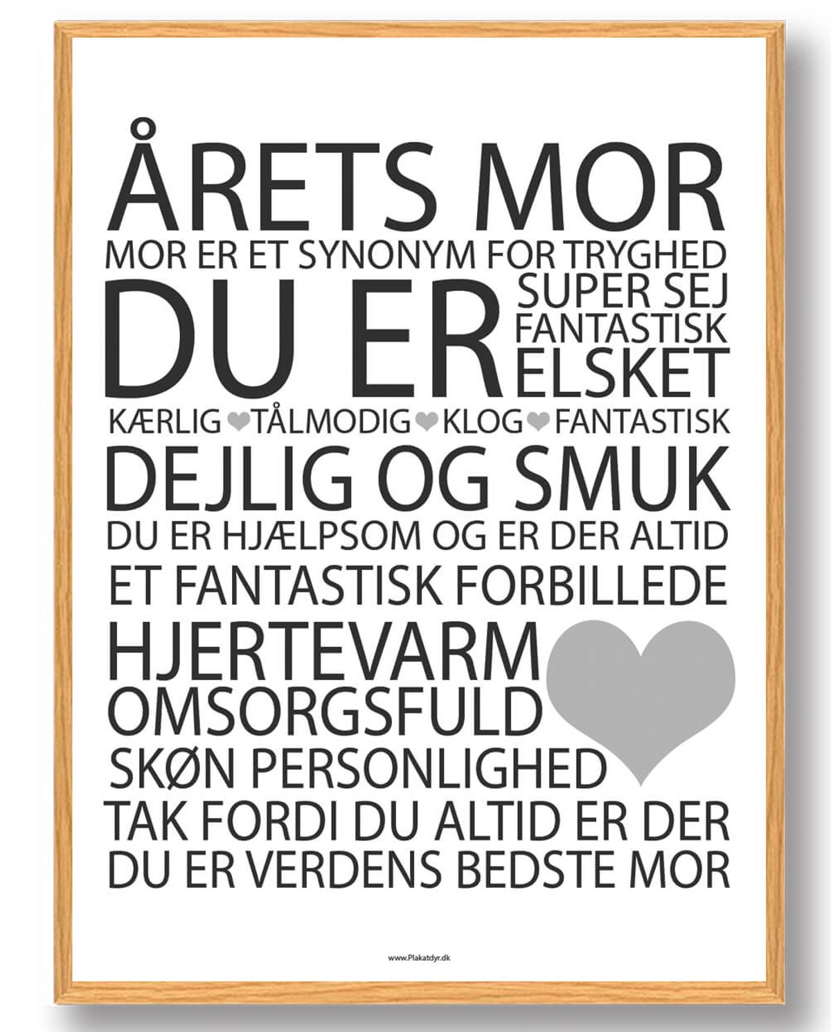 Årets mor plakat - hvid (Størrelse: L - 50x70cm (B2))