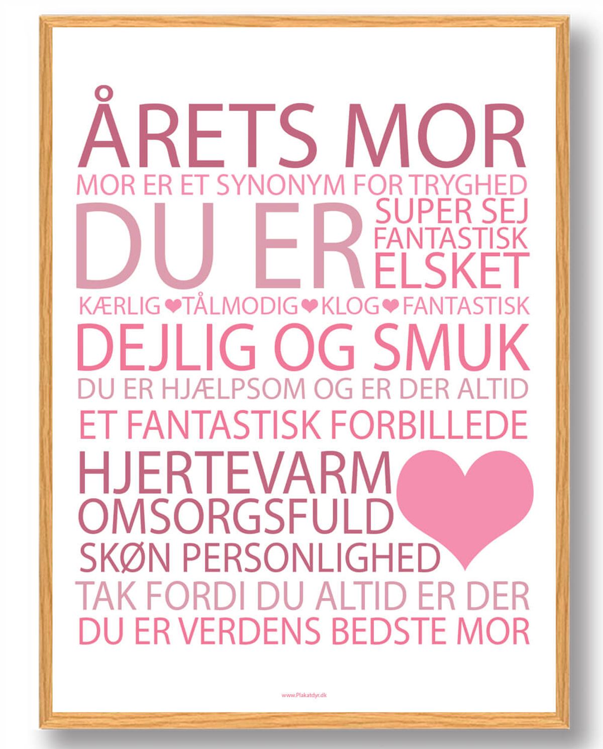 Årets mor plakat - lyserød (Størrelse: L - 50x70cm (B2))