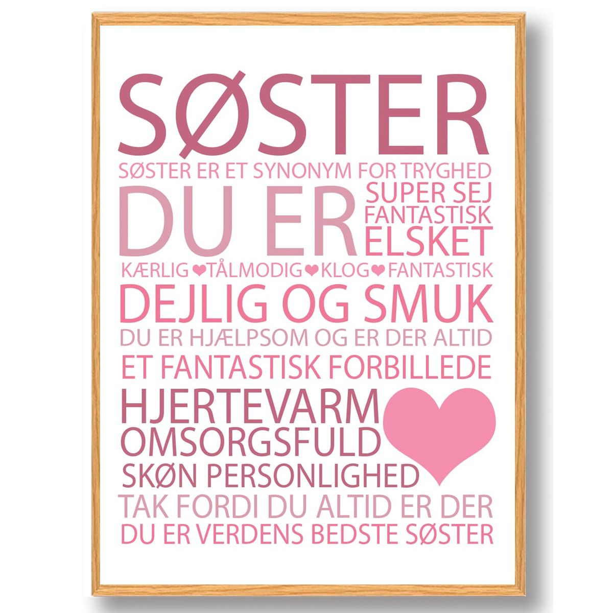 Årets Søster plakat - lyserød (Størrelse: M - 30x40cm)