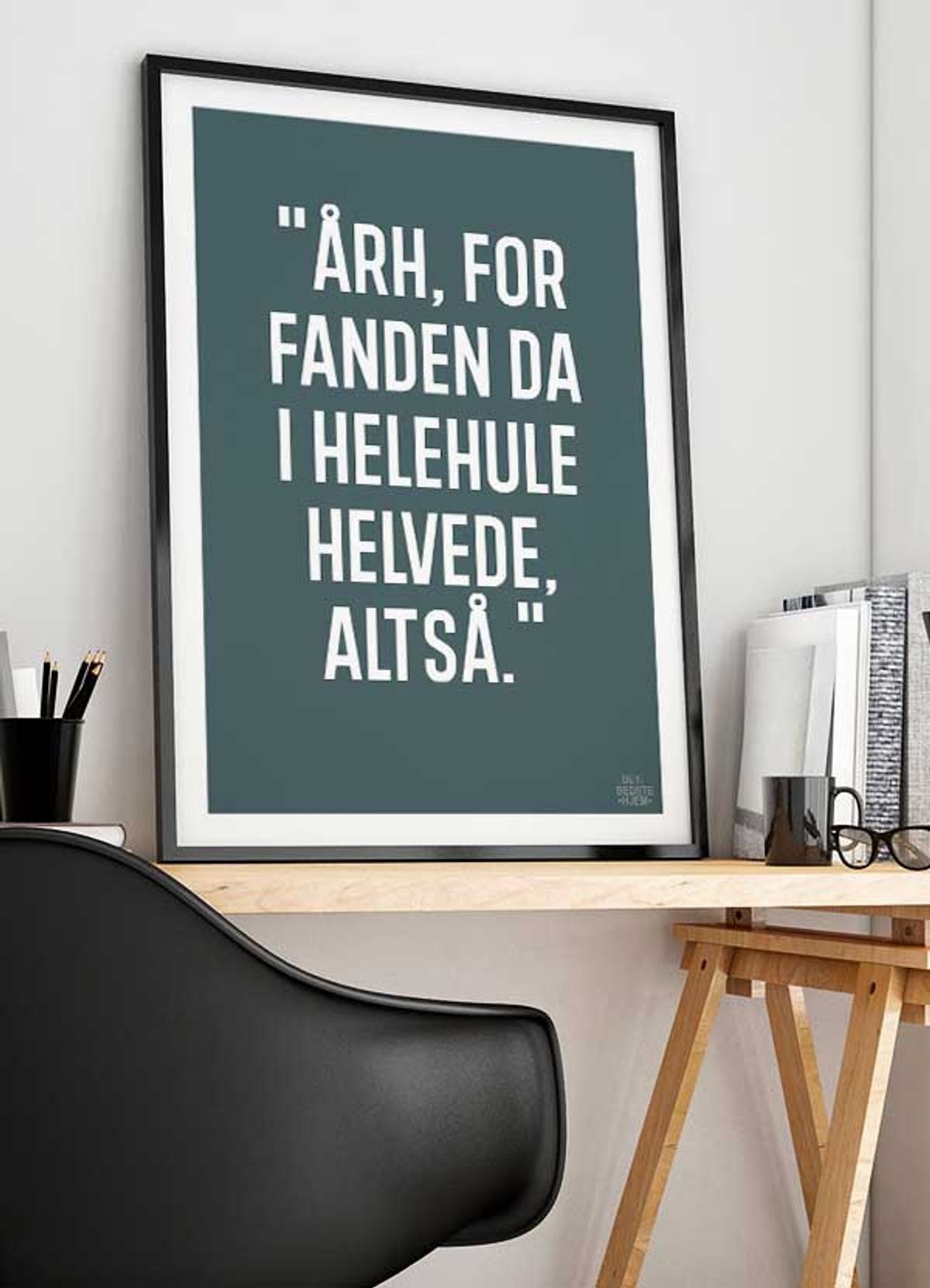 Årh for fanden-plakat (grågrøn) - 21 x 29,7 (A4) Kr. 199,-