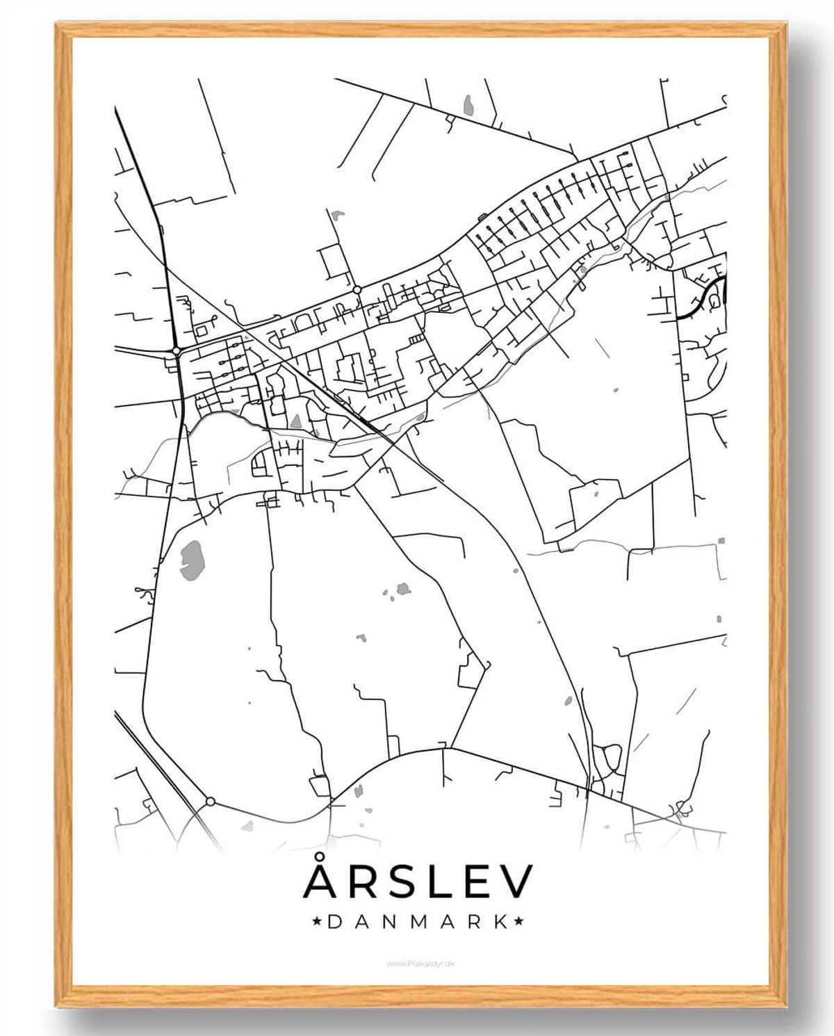 Årslev by plakat - hvid (Størrelse: L - 50x70cm (B2))