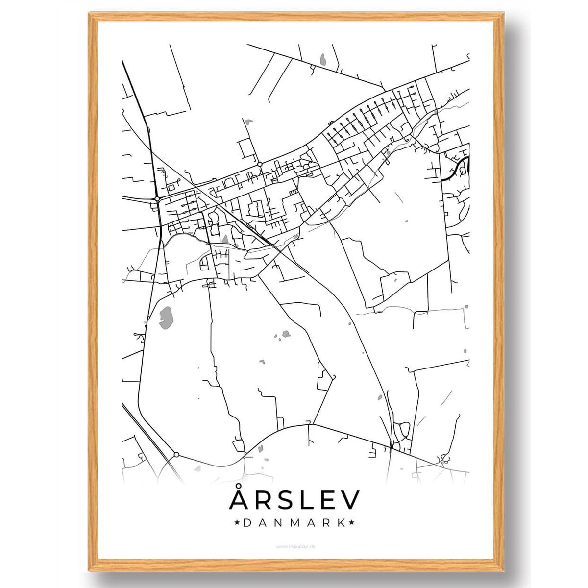 Årslev by plakat - hvid (Størrelse: S - 21x29,7cm (A4))