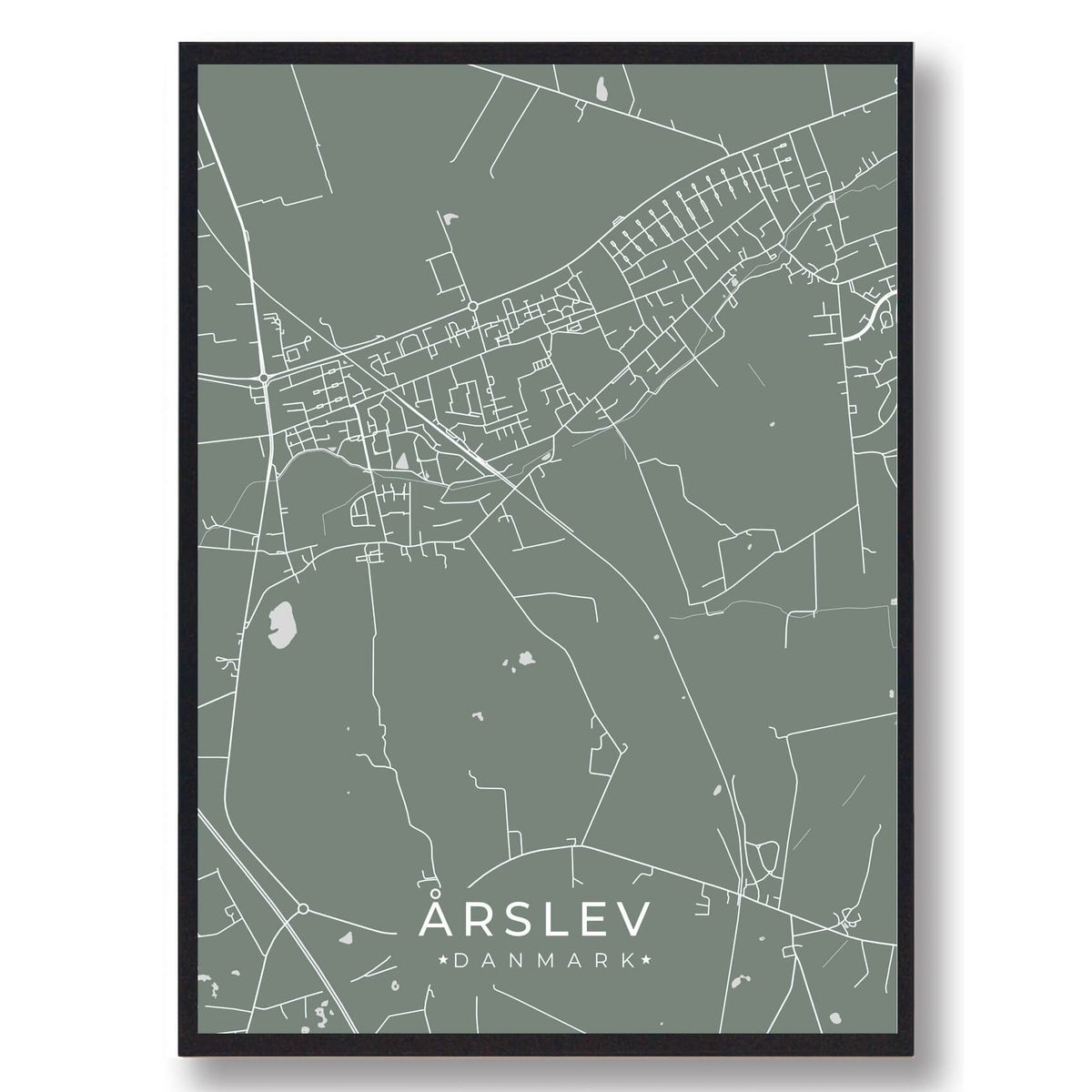 Årslev plakat - grøn (Størrelse: M - 30x40cm)