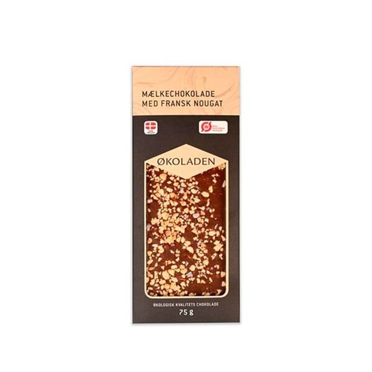 økoladen - Økoladen Mælkechokolade - Fransk Nougat 75g