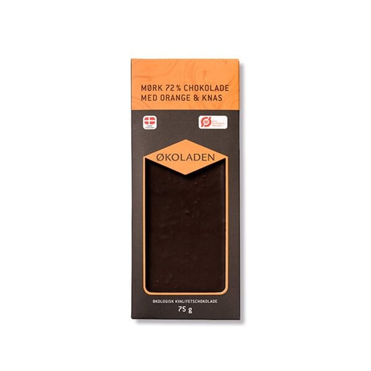 økoladen - Økoladen Mørk Chokolade - Orange & Knas 75g