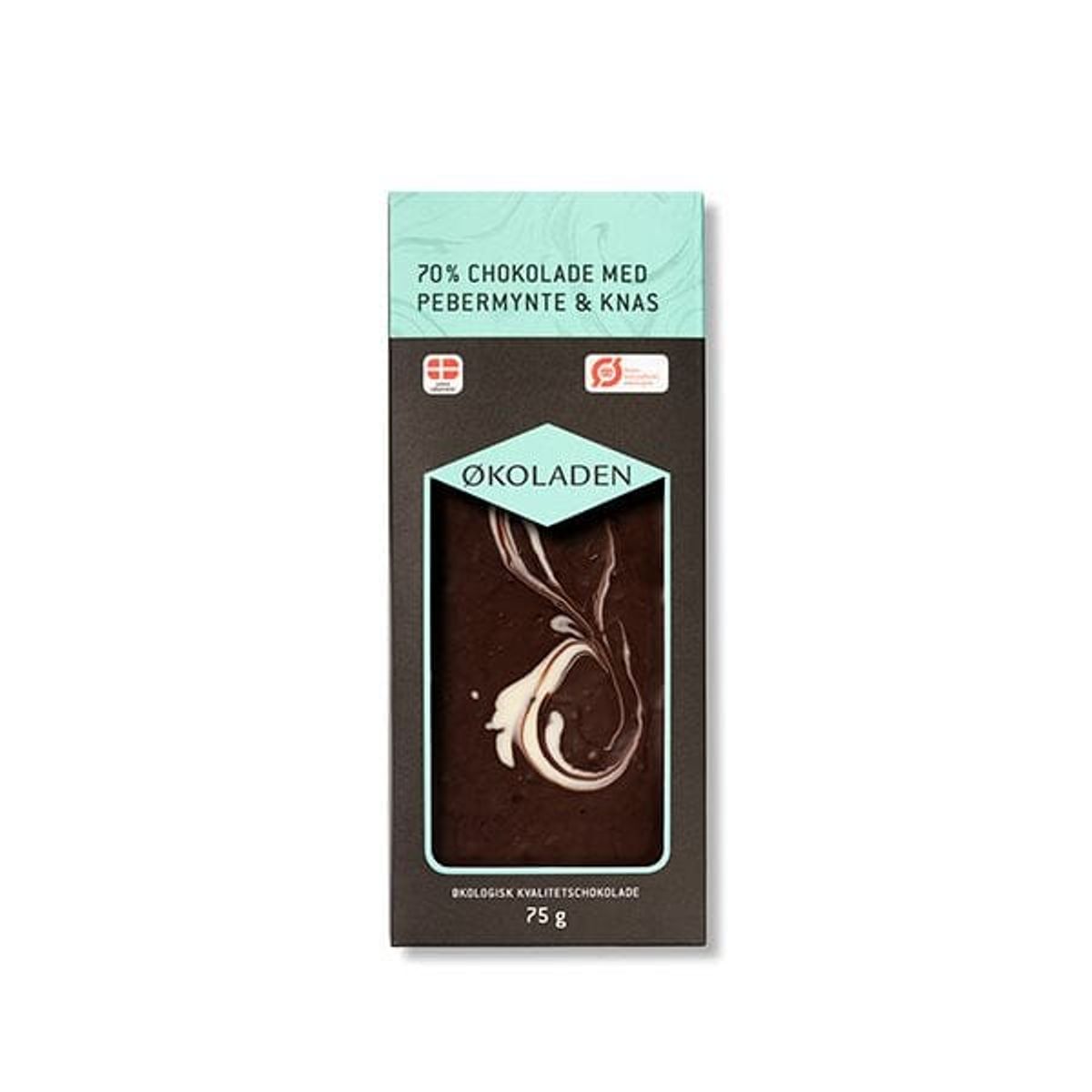 økoladen - Økoladen Mørk Chokolade - Pebermynte & Knas 75g