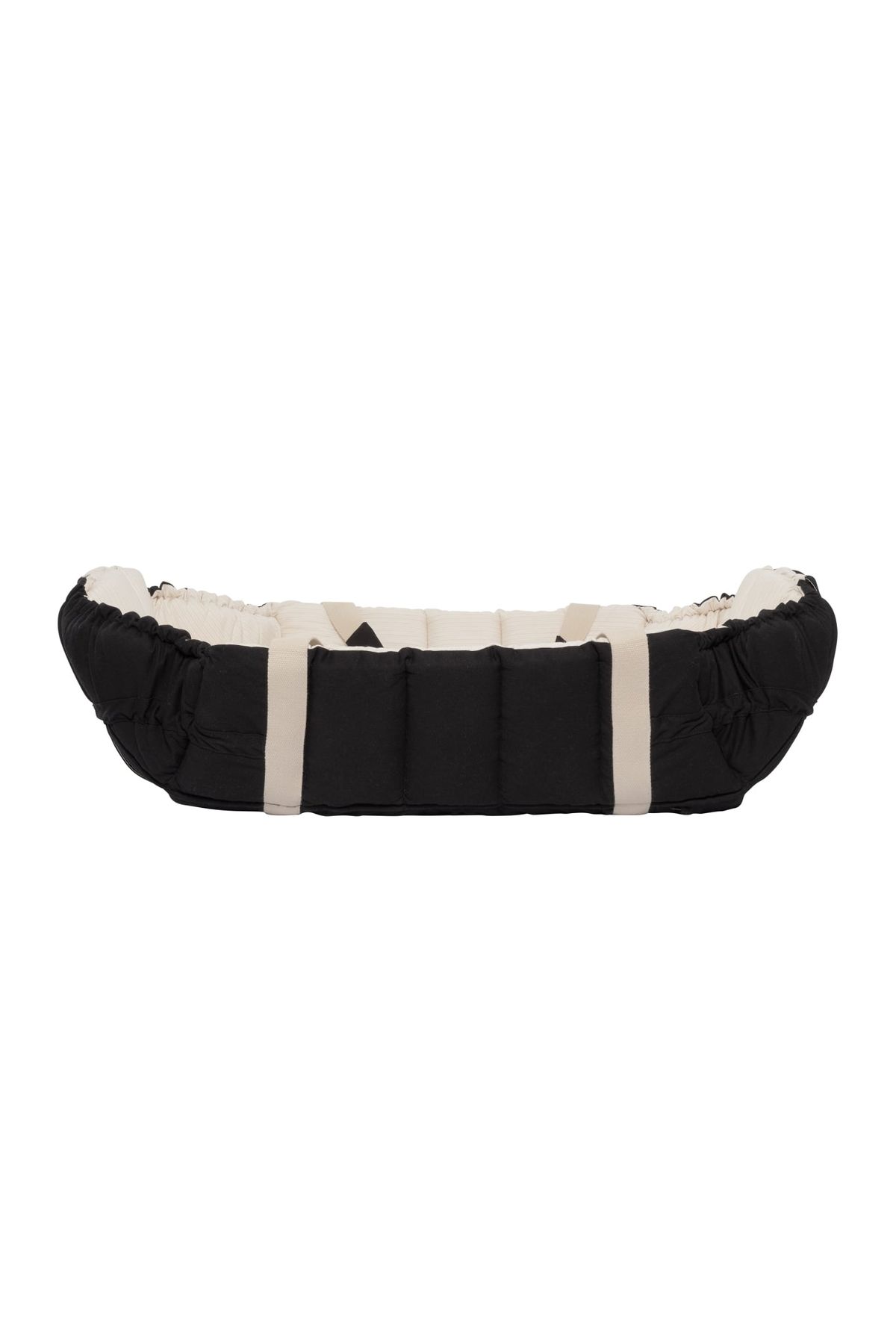 ØKOLOGISK BABYLIFT OG LEGETÆPPE - BLACK W. CREAM SOLID STRIPE