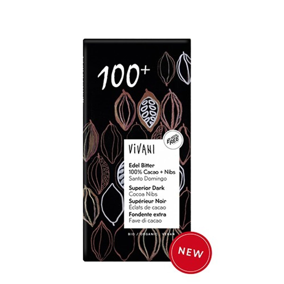 Økologisk grand cru chokolade100 % kakao - 80 gram - Vivani