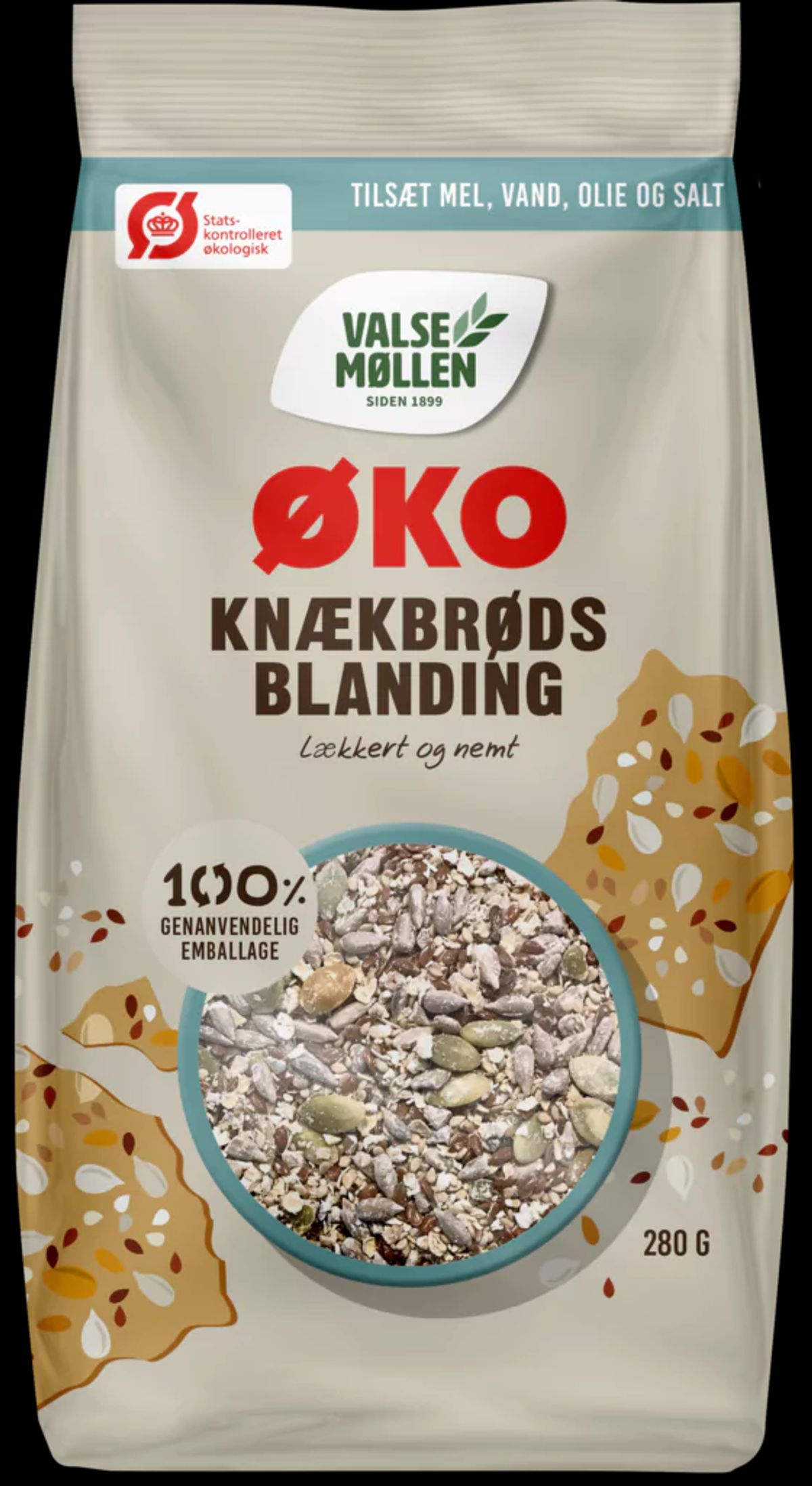 Økologisk knækbrødsblanding 280 g - Valsemøllen