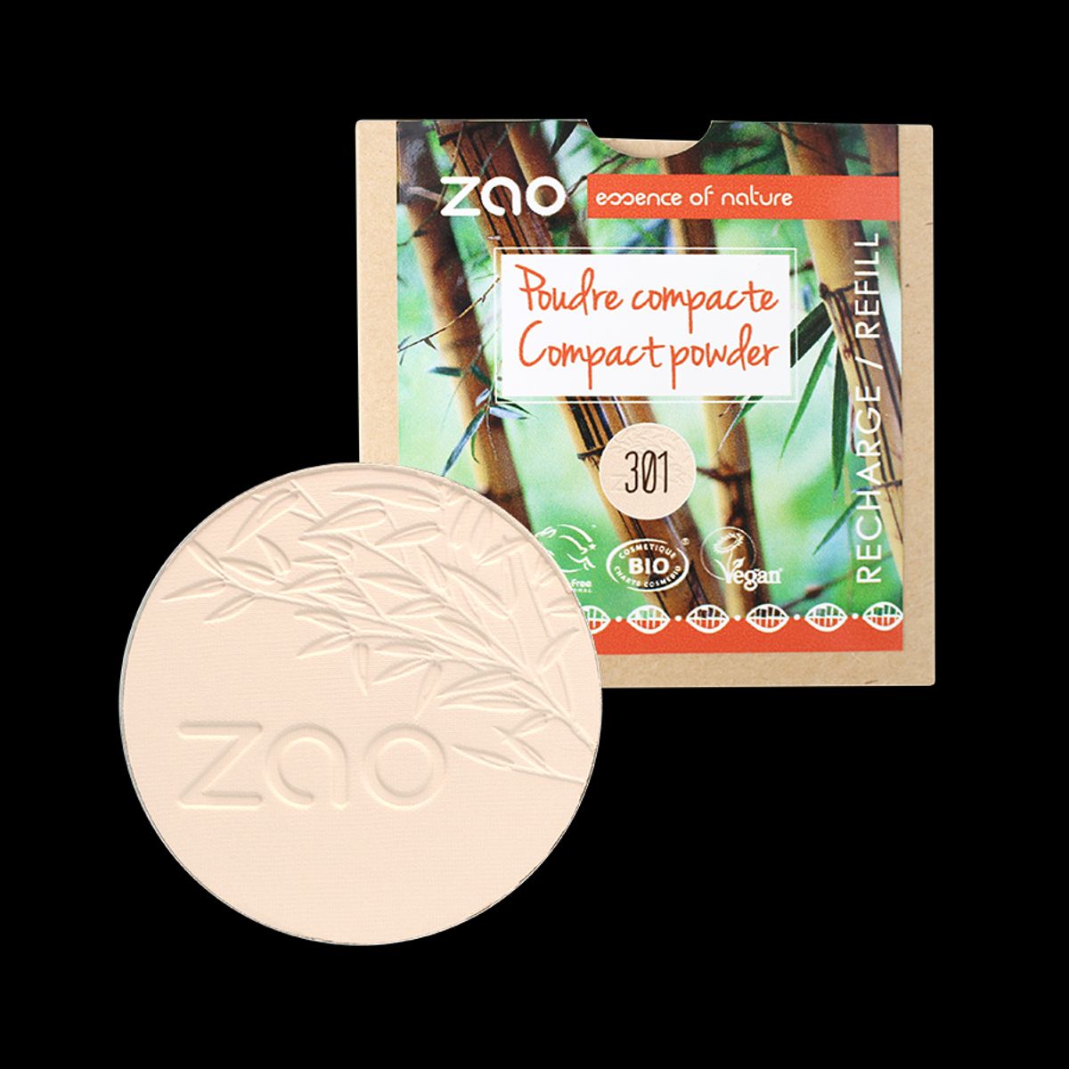 Økologisk pudder, Compact powder, Ivory, 301, Refill