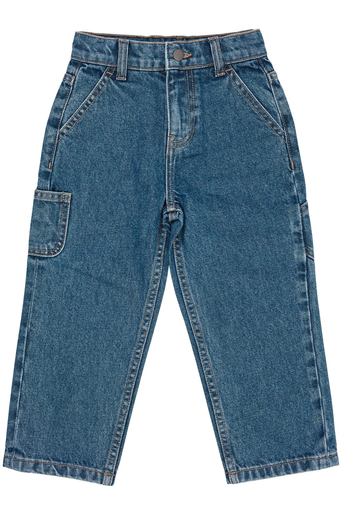 ØKOLOGISKE LOMMEJEANS, BRED PASFORM - INDIGO BLUE WASHED - INDIGO BLUE WASHED / 110