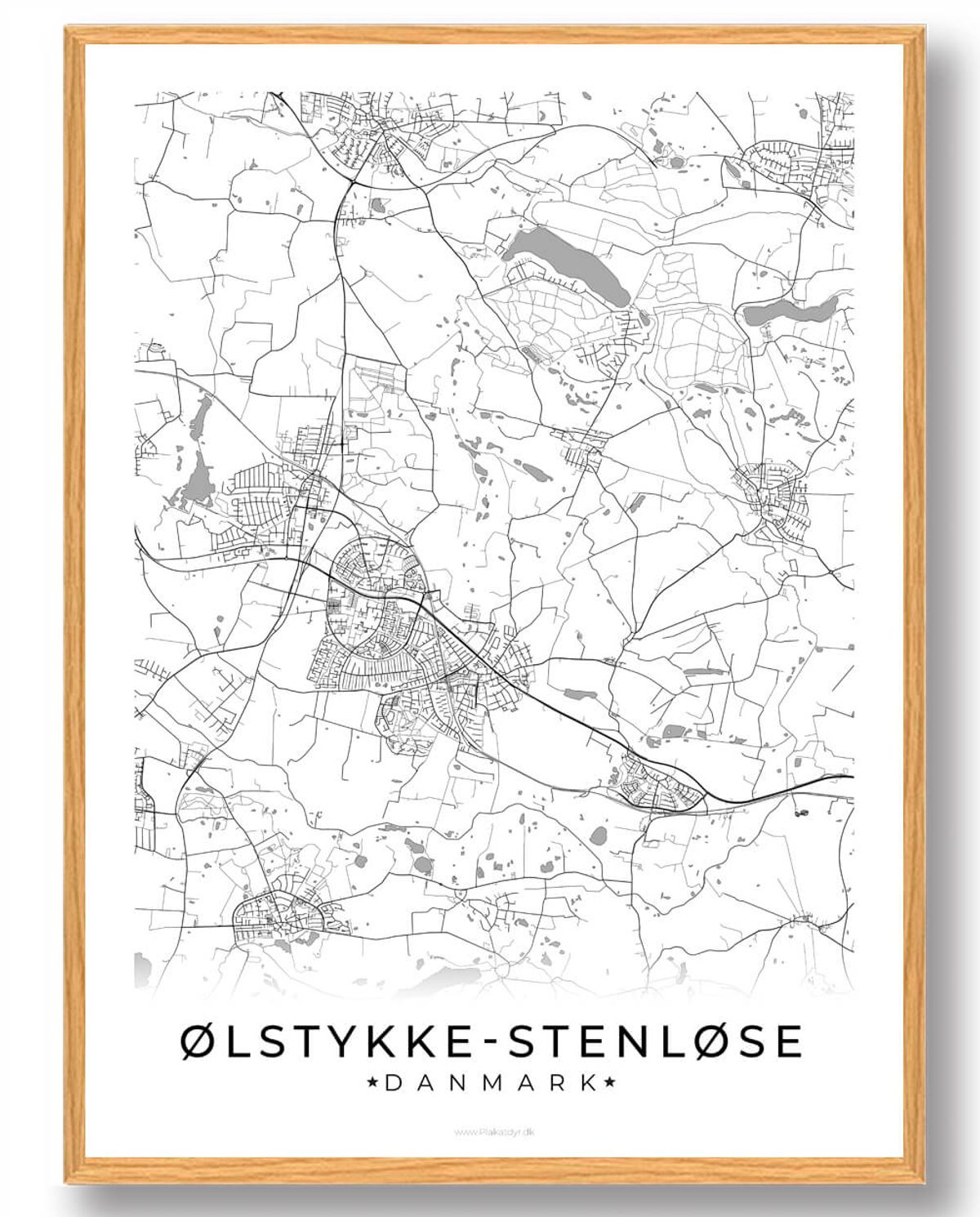 Ølstykke-Stenløse by plakat - hvid (Størrelse: L - 50x70cm (B2))