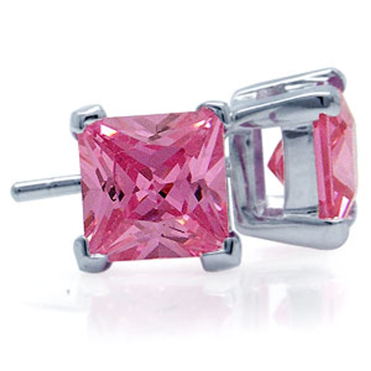 Ørestikker med Pink Zirkonia - Ø8mm - pr par