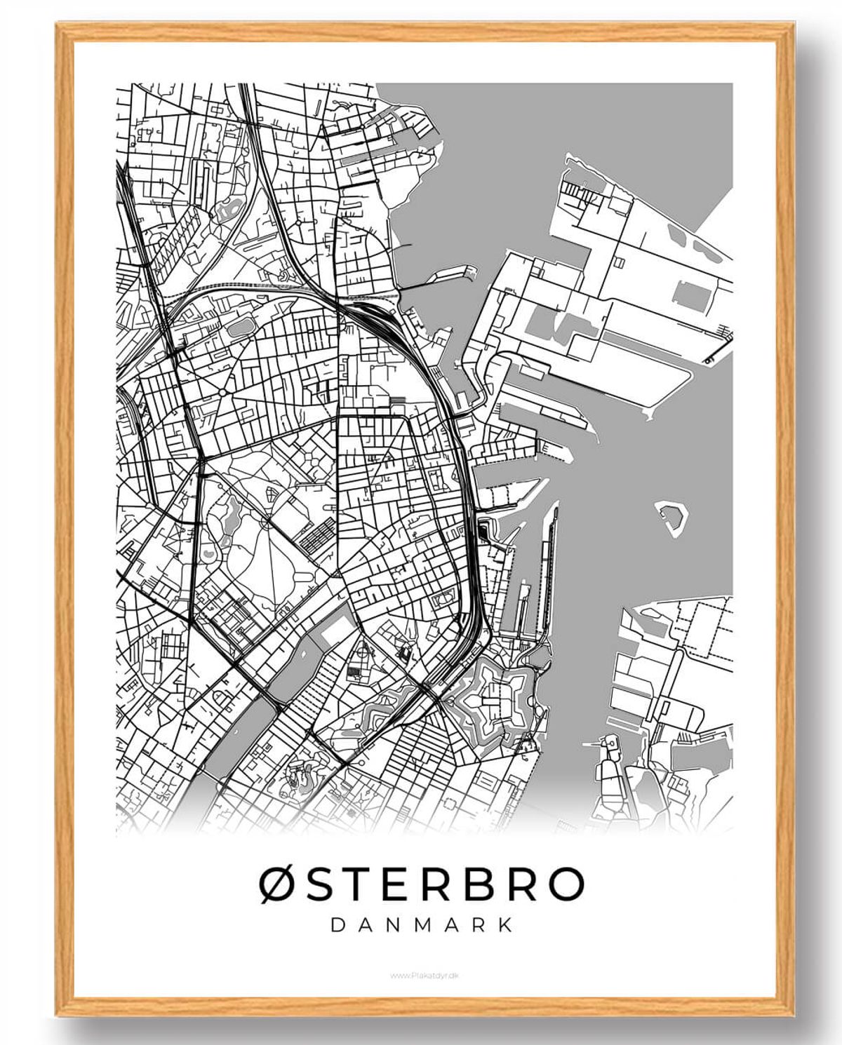 Østerbro by plakat - hvid (Størrelse: L - 50x70cm (B2))