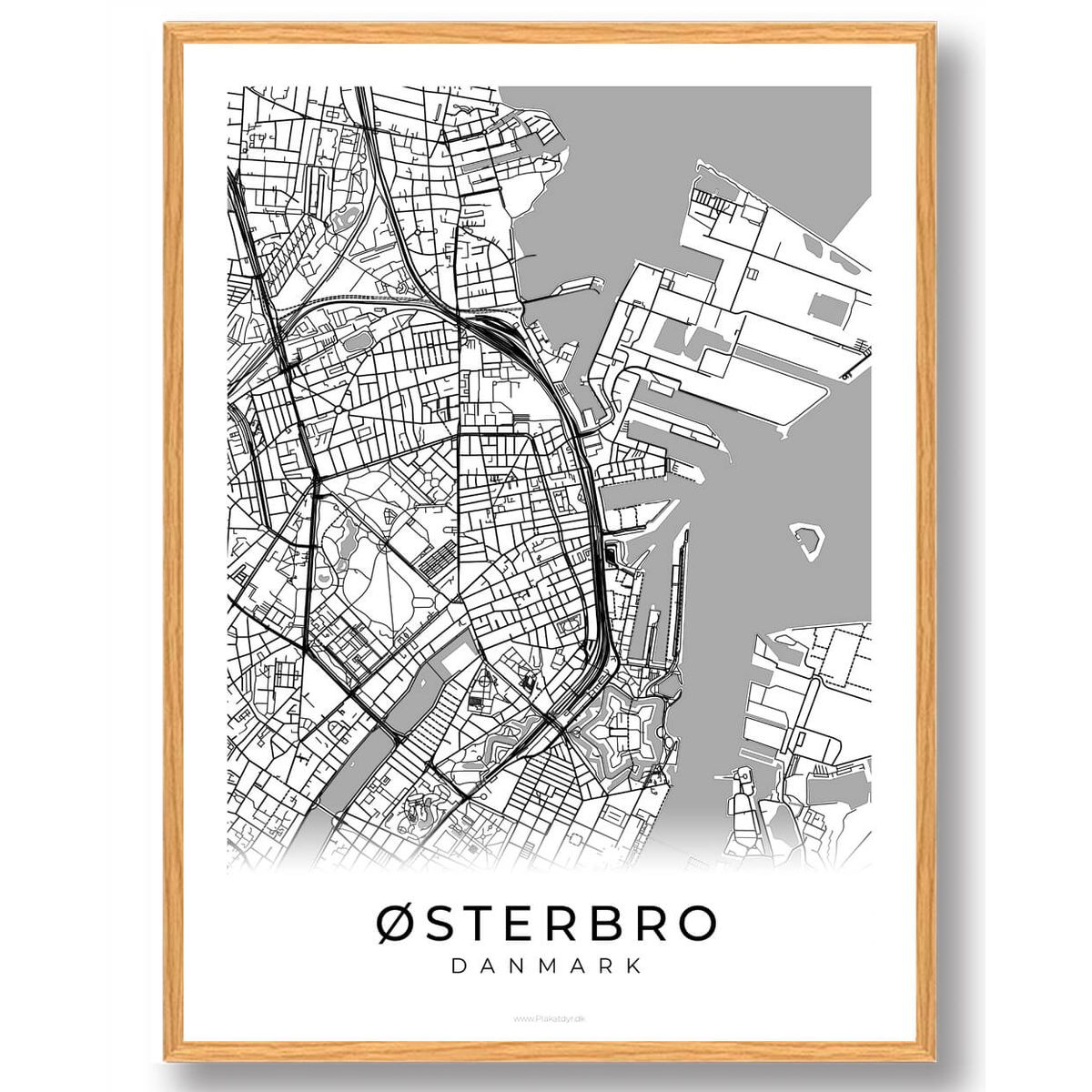 Østerbro by plakat - hvid (Størrelse: M - 30x40cm)