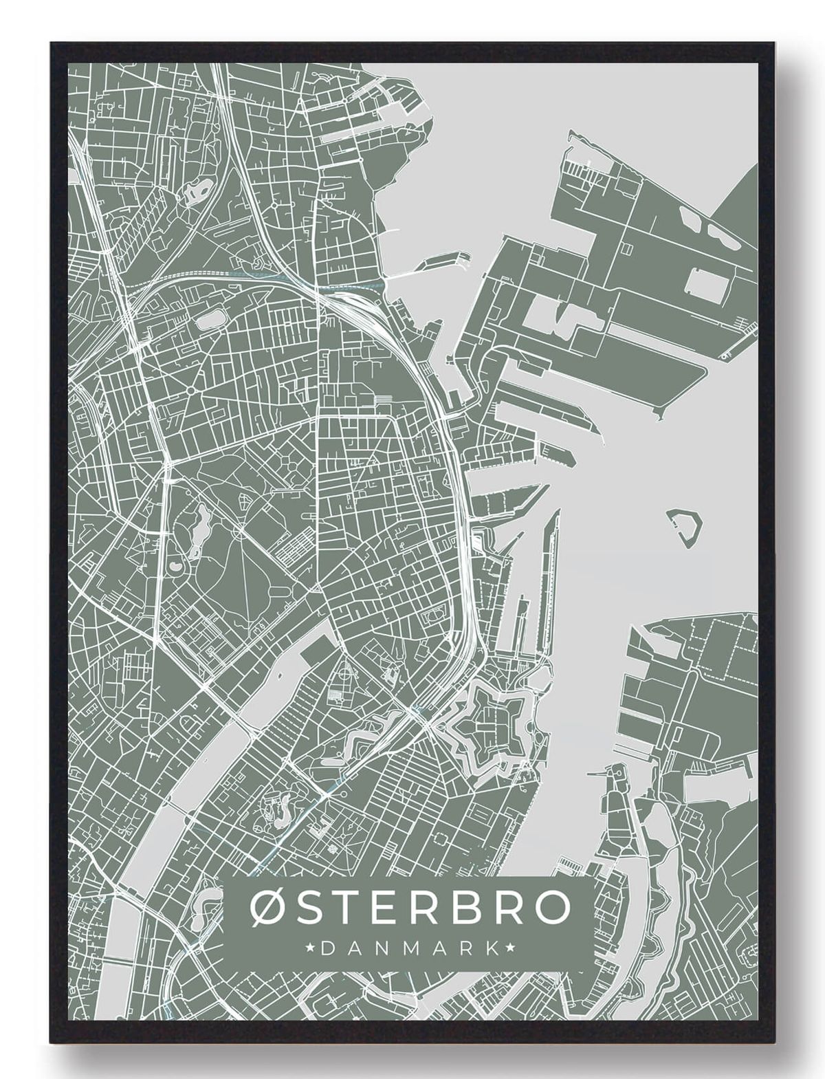 Østerbro plakat - grøn (Størrelse: L - 50x70cm (B2))