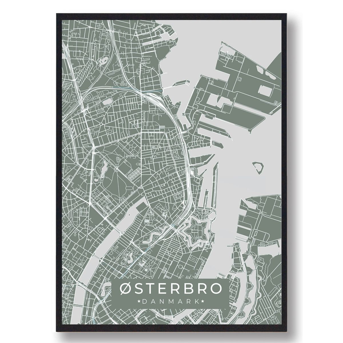 Østerbro plakat - grøn (Størrelse: S - 21x29,7cm (A4))