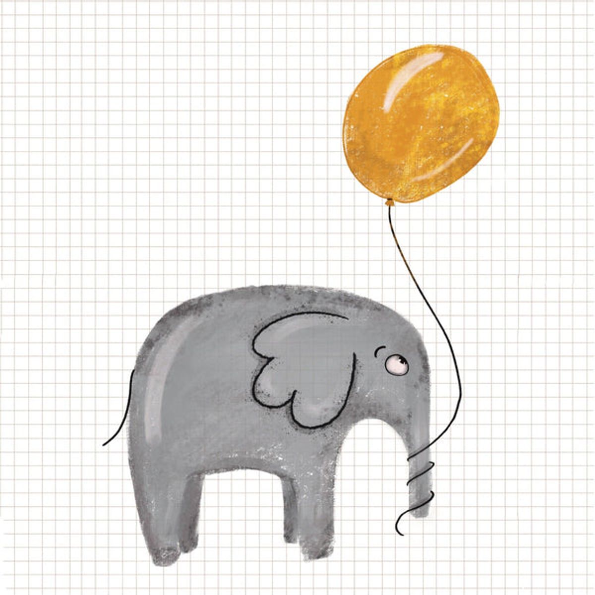 Lille Plakat Elefant Med Ballon Plakat