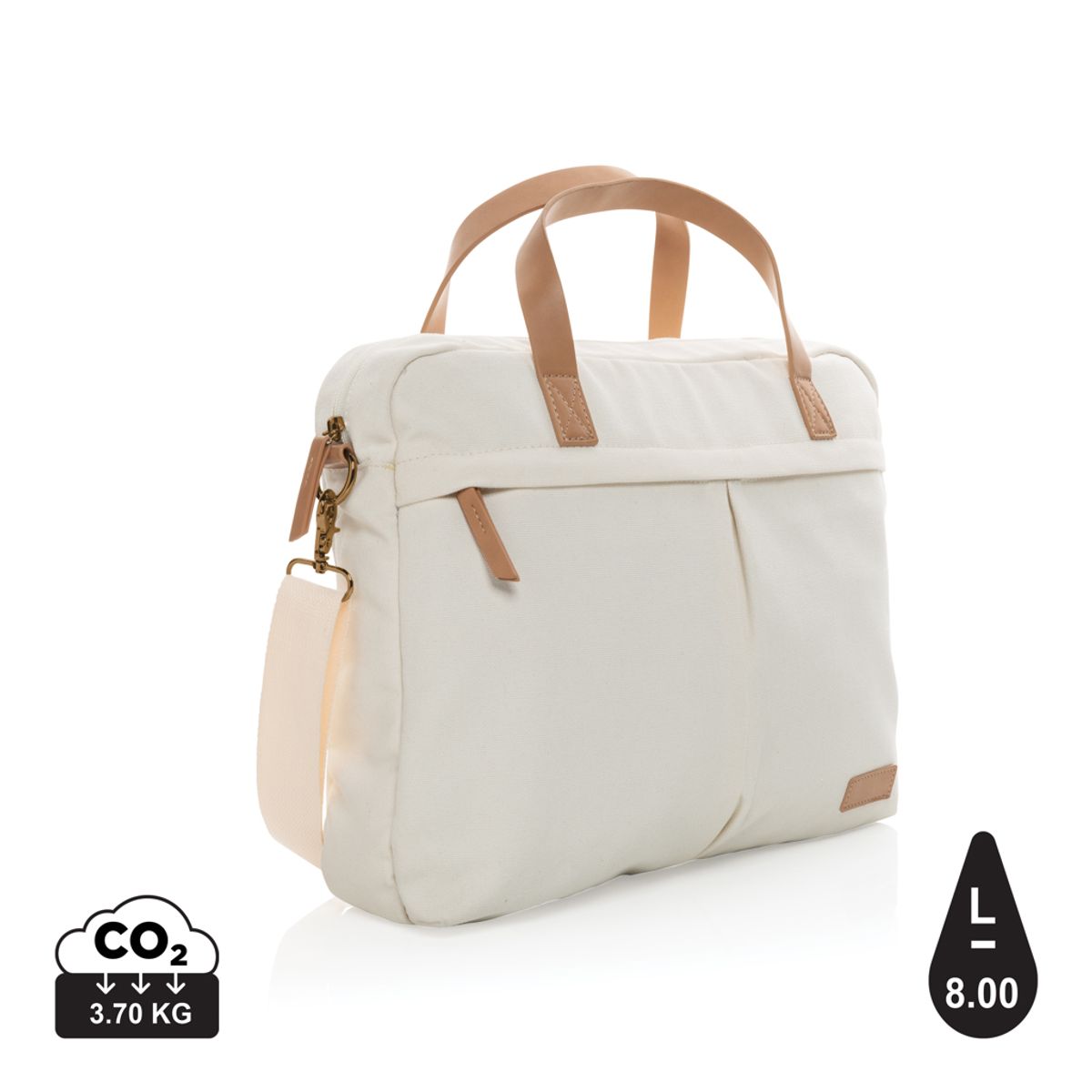 Impact Aware&trade; 16 oz. Laptop Taske i Genanvendt Kanvas, Off-white