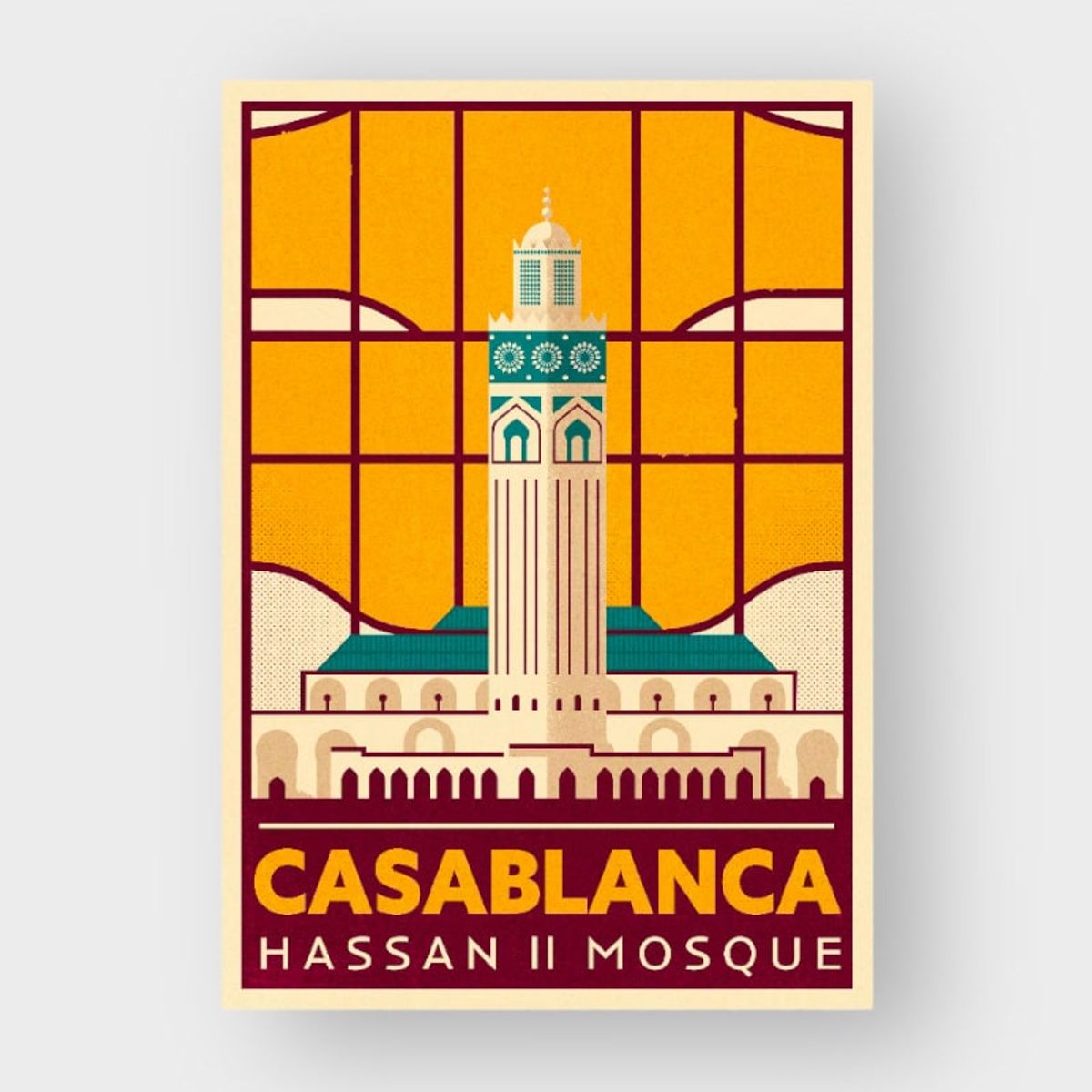 Marokkansk plakat HASSAN II MOSQUE - 30x40