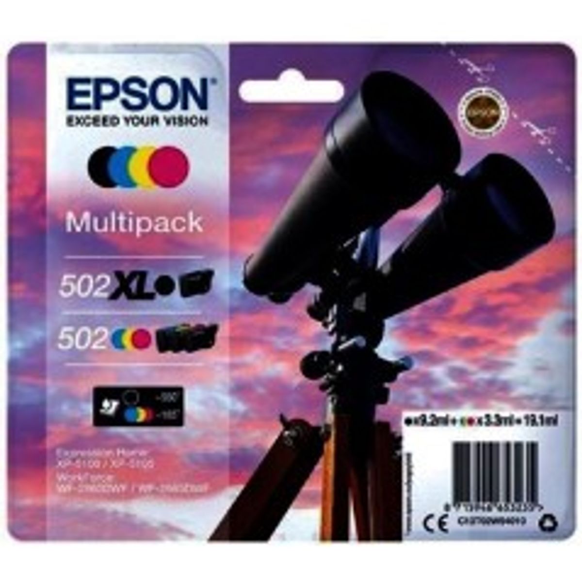 Epson 502/502XL Multipack Sort Gul Cyan Magenta