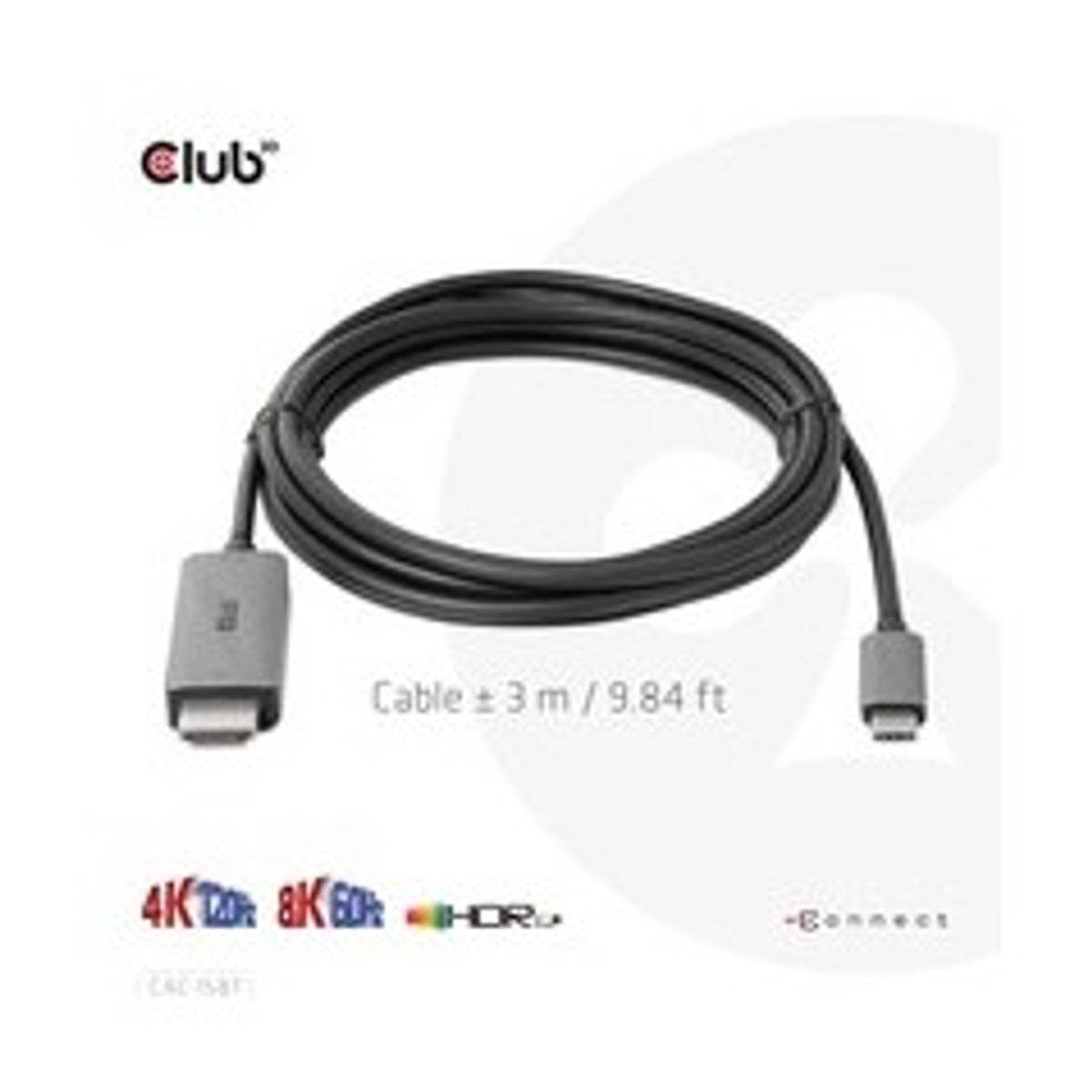 Club 3D CAC-1010 USB-C Gen2 to HDMI aktiv adapterkabel 3m Grå