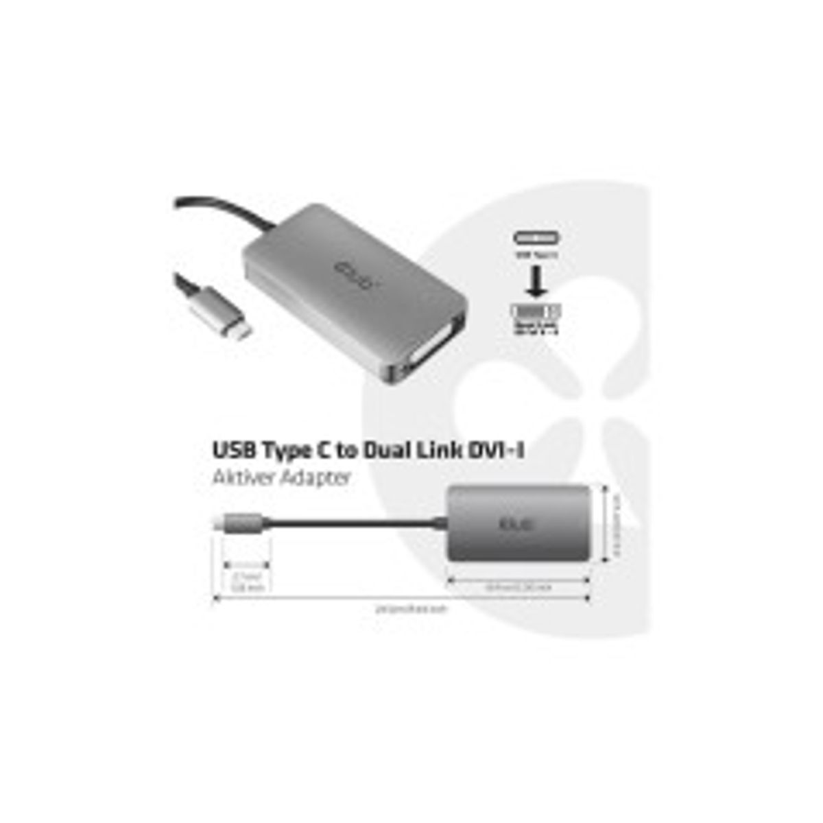 Club 3D CAC-1510 USB-C Gen1 til DVI-I adapter Grå