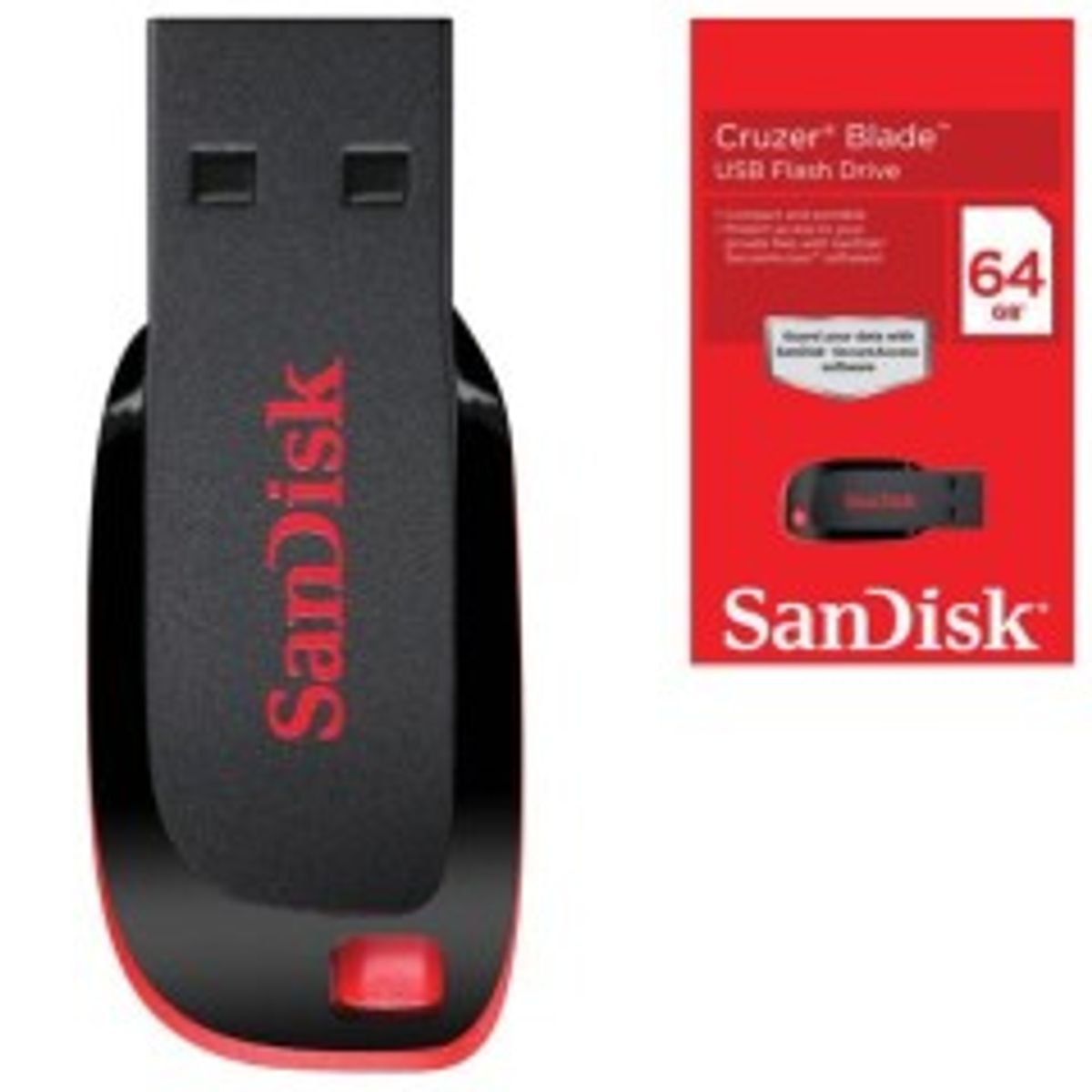 SanDisk Cruzer Blade 64GB USB 2.0 Sort Rød