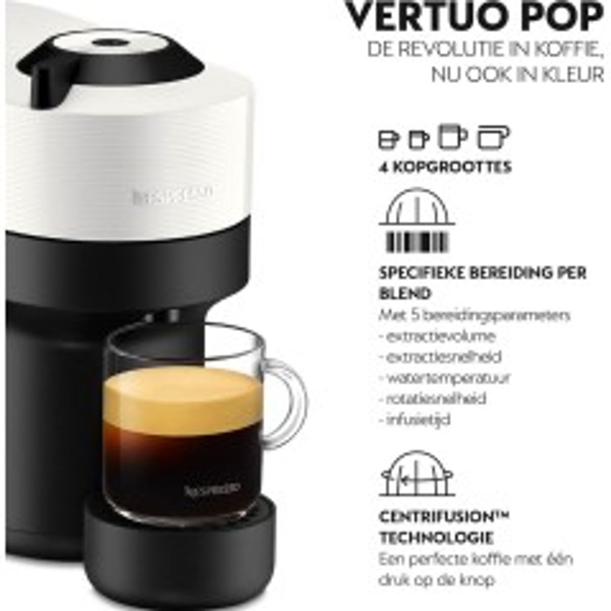 Krups Nespresso Vertuo Pop XN9201 Kaffemaskine Kokosnøddehvid