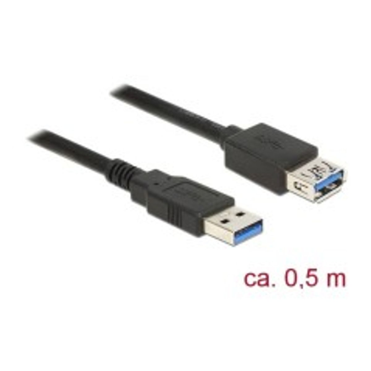 DeLOCK USB 3.0 USB forlængerkabel 50cm Sort