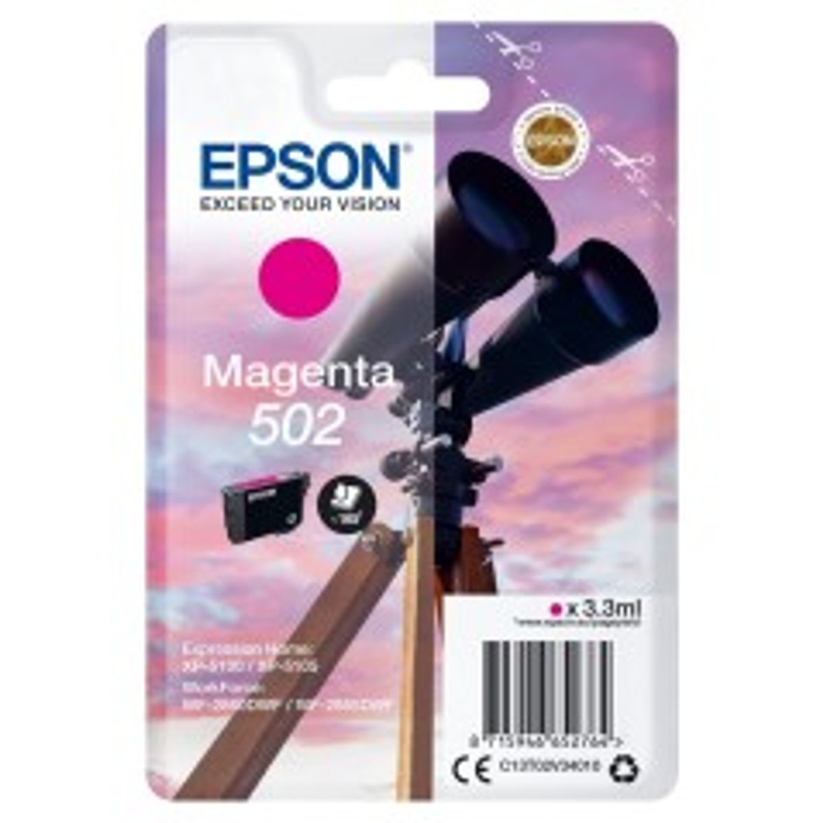 Epson 502 Magenta 165 sider Blæk C13T02V34010