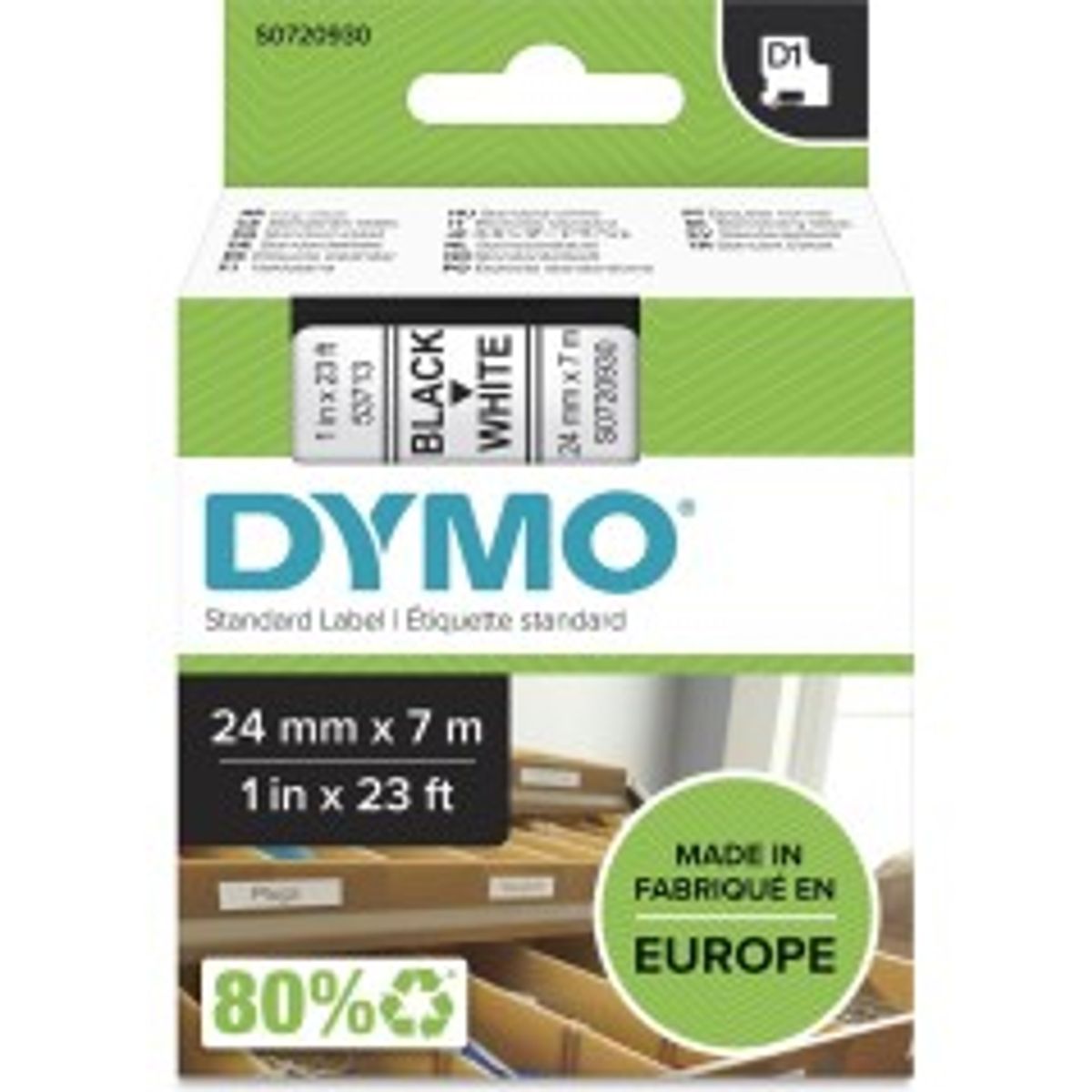 DYMO D1 Tape (2,4 cm x 7 m) 1kassette(r) S0720930