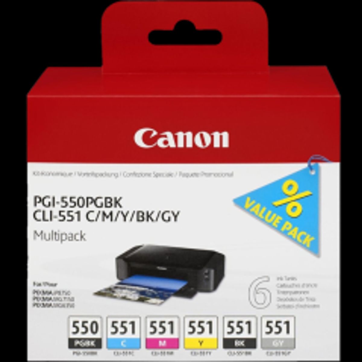 Canon PGI 550 Multi Pack Grå Sort Gul Cyan Magenta Blækbeholder 6496B005