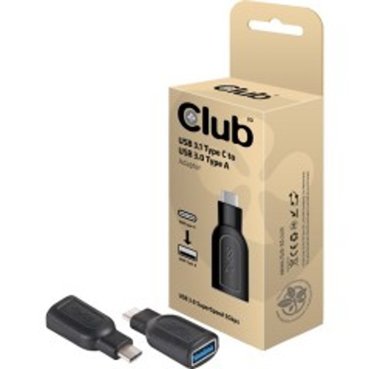 Club 3D CAA-1521 USB-C 3.1 gen 1 til USB-A Adapter Sort