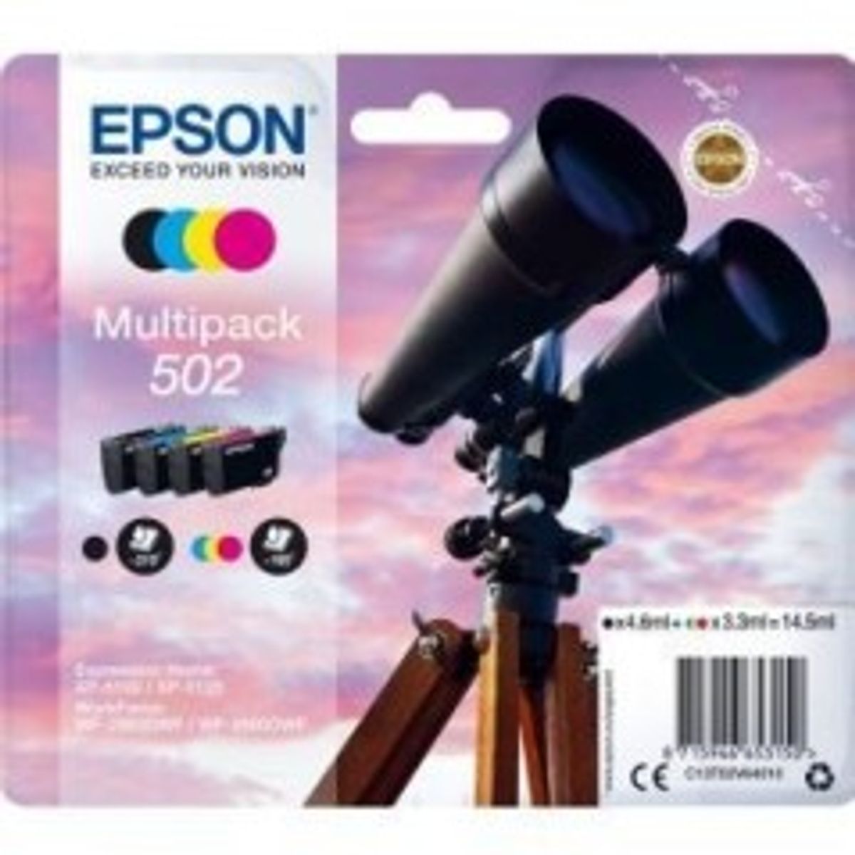 Epson 502 Multipack Sort Gul Cyan Magenta Blæk C13T02V64010