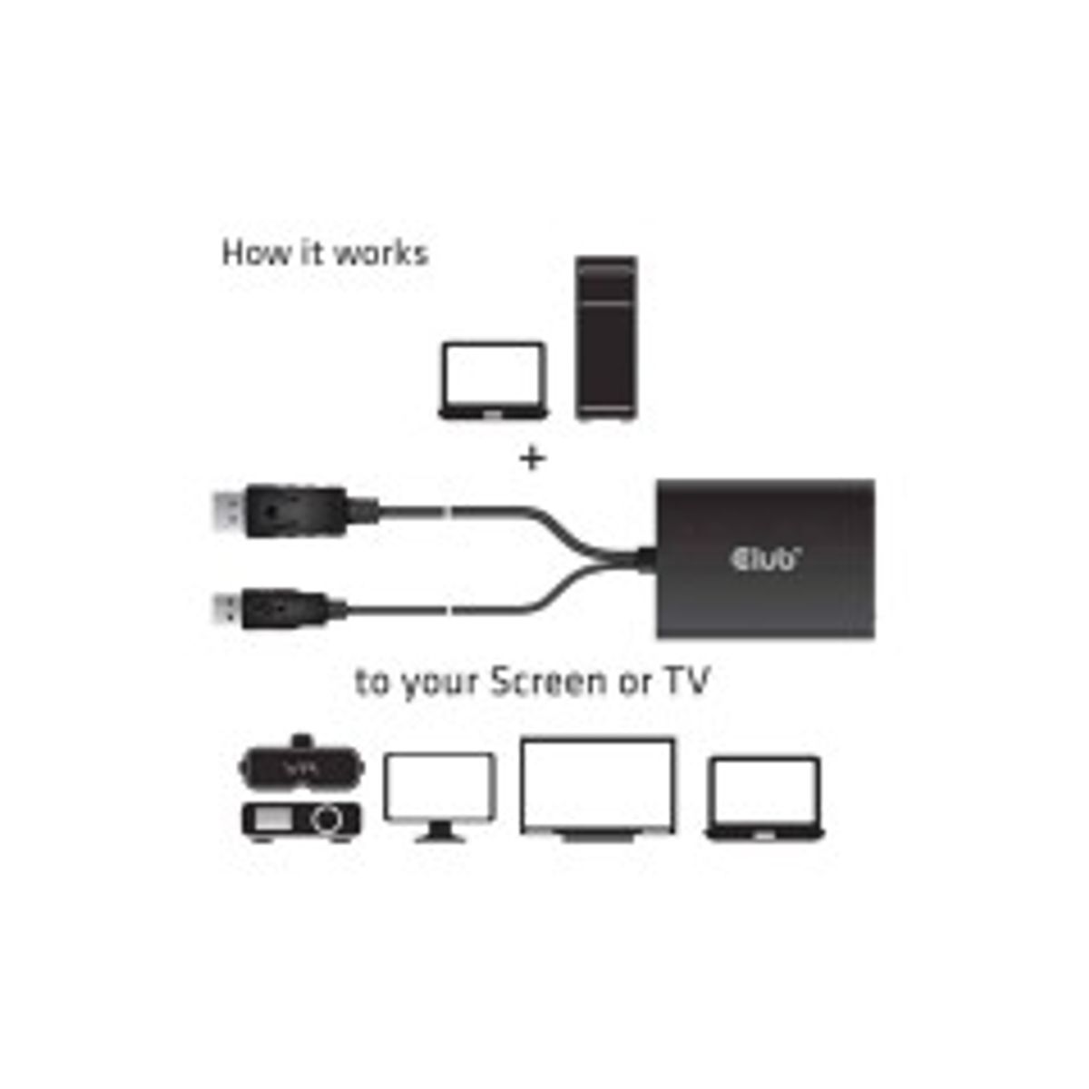 Club 3D CAC-1010 DisplayPort 1.2a til DVI adapterkabel Sort