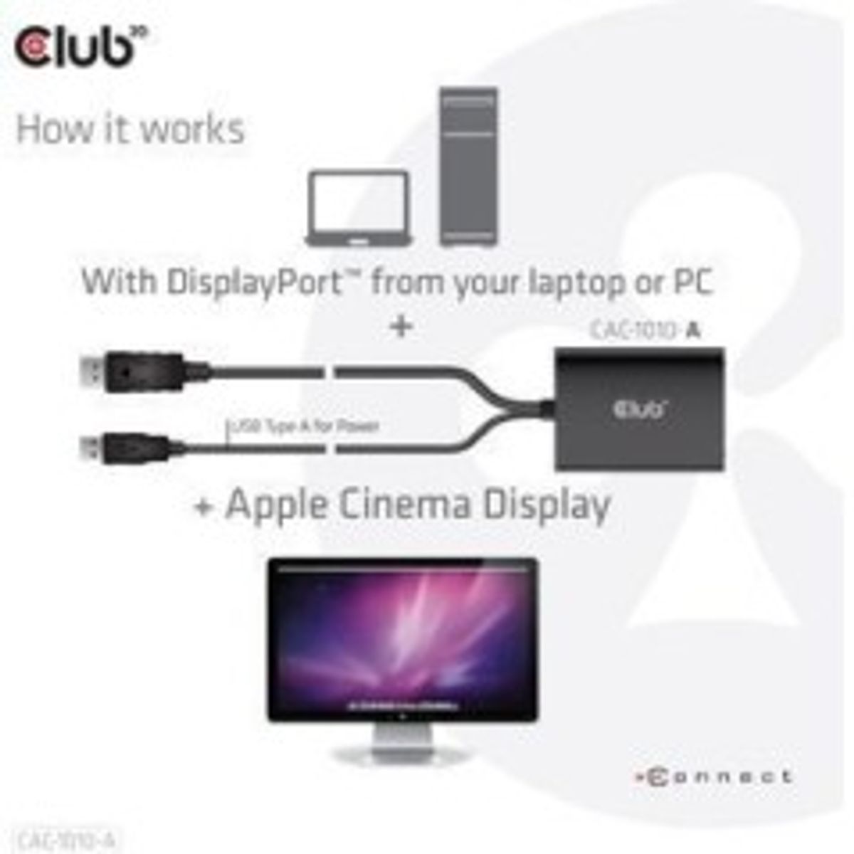 Club 3D CAC-1010-A DisplayPort 1.2a til DVI adapterkabel Sort