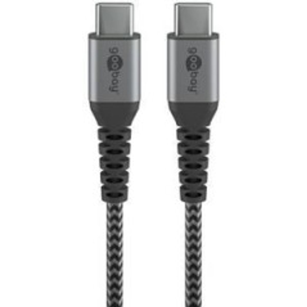 Goobay - USB-C ™ to USB-C ™ Textile Cable with Metal Plugs (Space Grey/Silver), 1 m