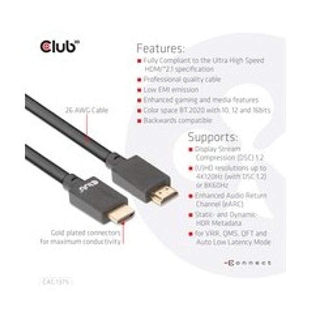 Club 3D CAC-1375 HDMI 2.1 kabel 5m Sort