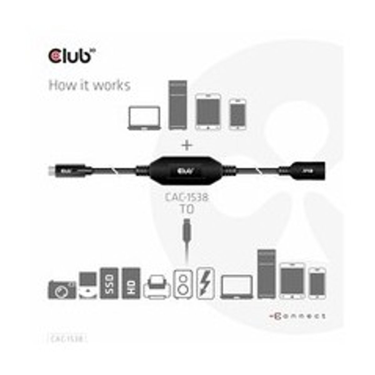 Club 3D CAC-1538 USB-C Gen 1 aktiv forlængerkabel 10m Sort