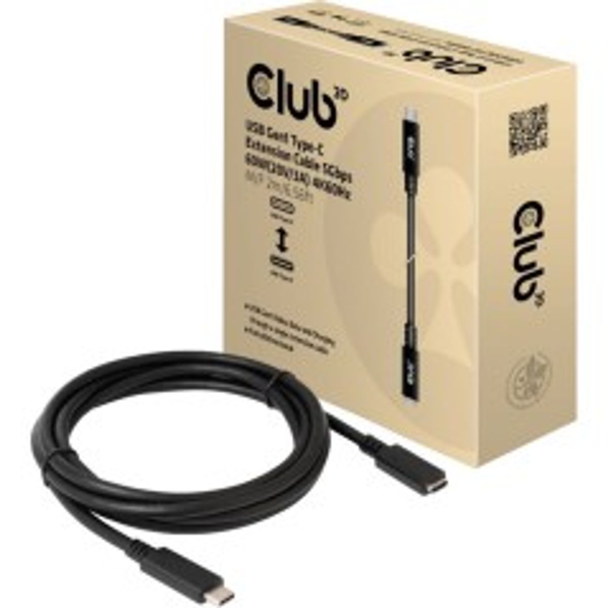 Club 3D CAC-1529 USB-C forlængerkabel 2m Sort