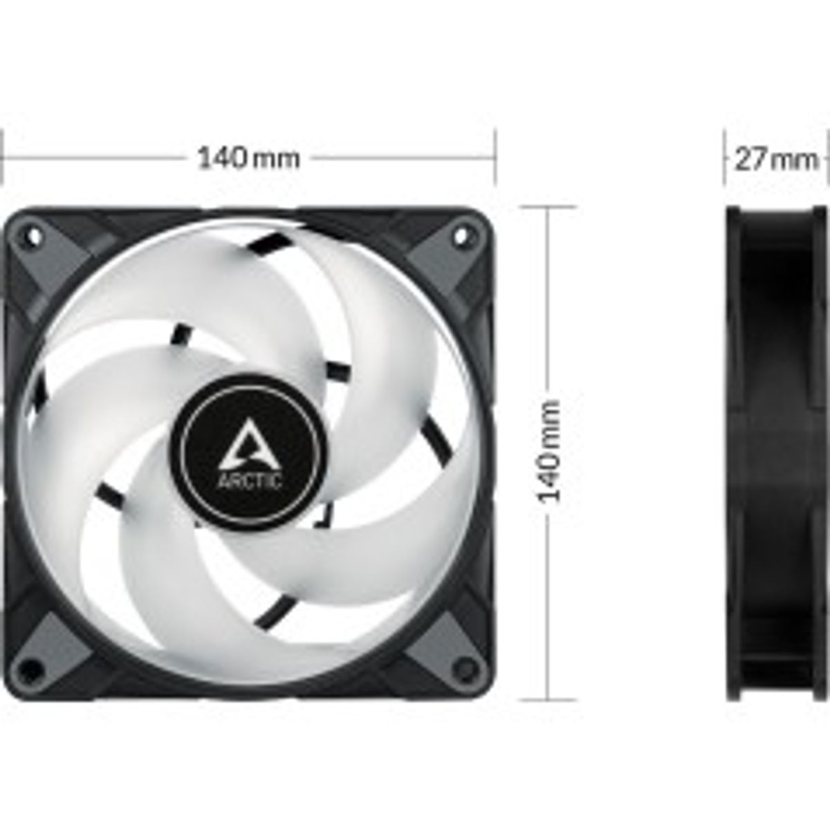 ARCTIC P14 PWM PST A-RGB Fan 1-pack Sort Transparent 140 mm