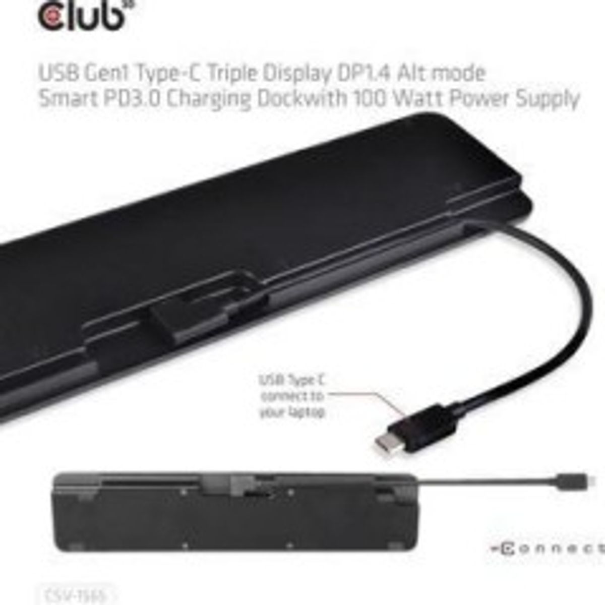 Club 3D CSV-1565 USB-C Dockingstation 100W Sort