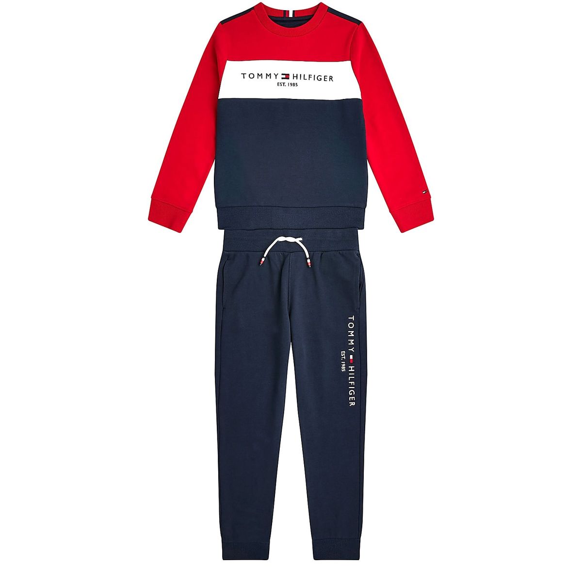 Tommy Hilfiger sweat sæt, Essential, bluecolorblock - 122 - 7år