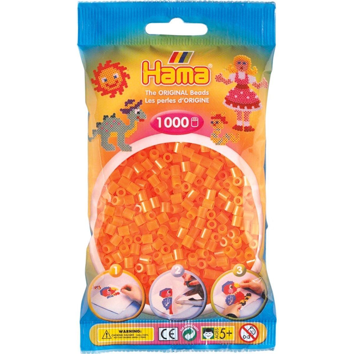 Hama Perler - 1000 stk neon orange - Midi (207-38)