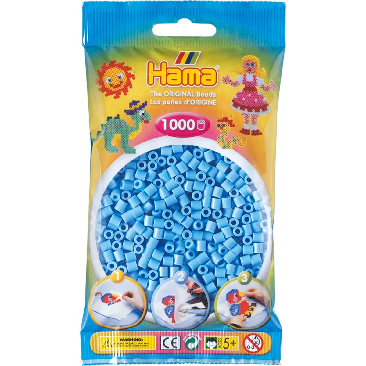 Hama Perler - 1000 stk Pastel blå - Midi (207-46)