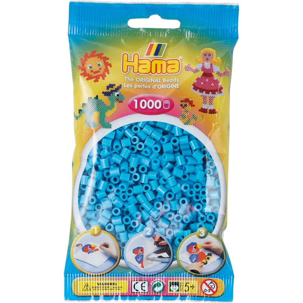 Hama Perler - 1000 stk azurblå - Midi (207-49)