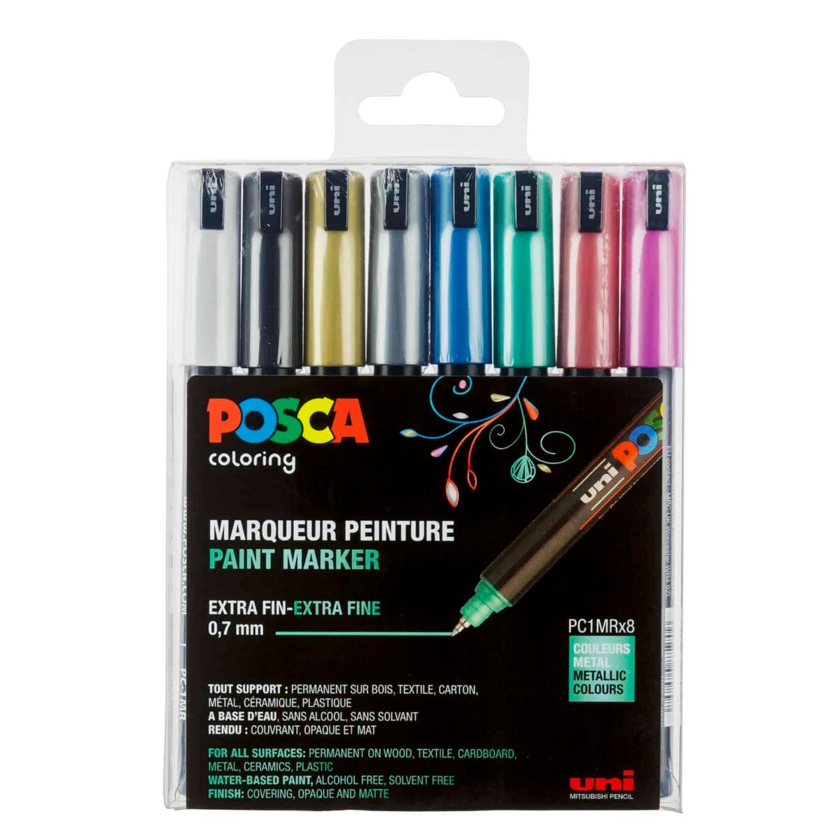 Posca Tusser Sæt Metalliske Farver PC-1MR - 8 stk.