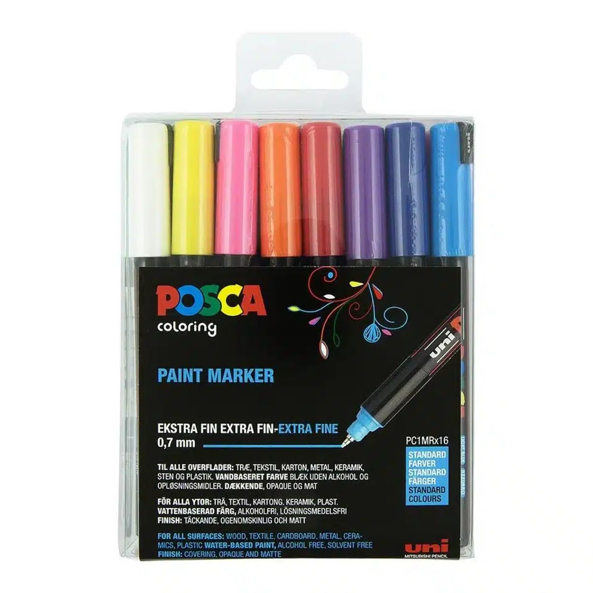 Posca Tusser Sæt Standard Farver PC-1MR - 16 stk.