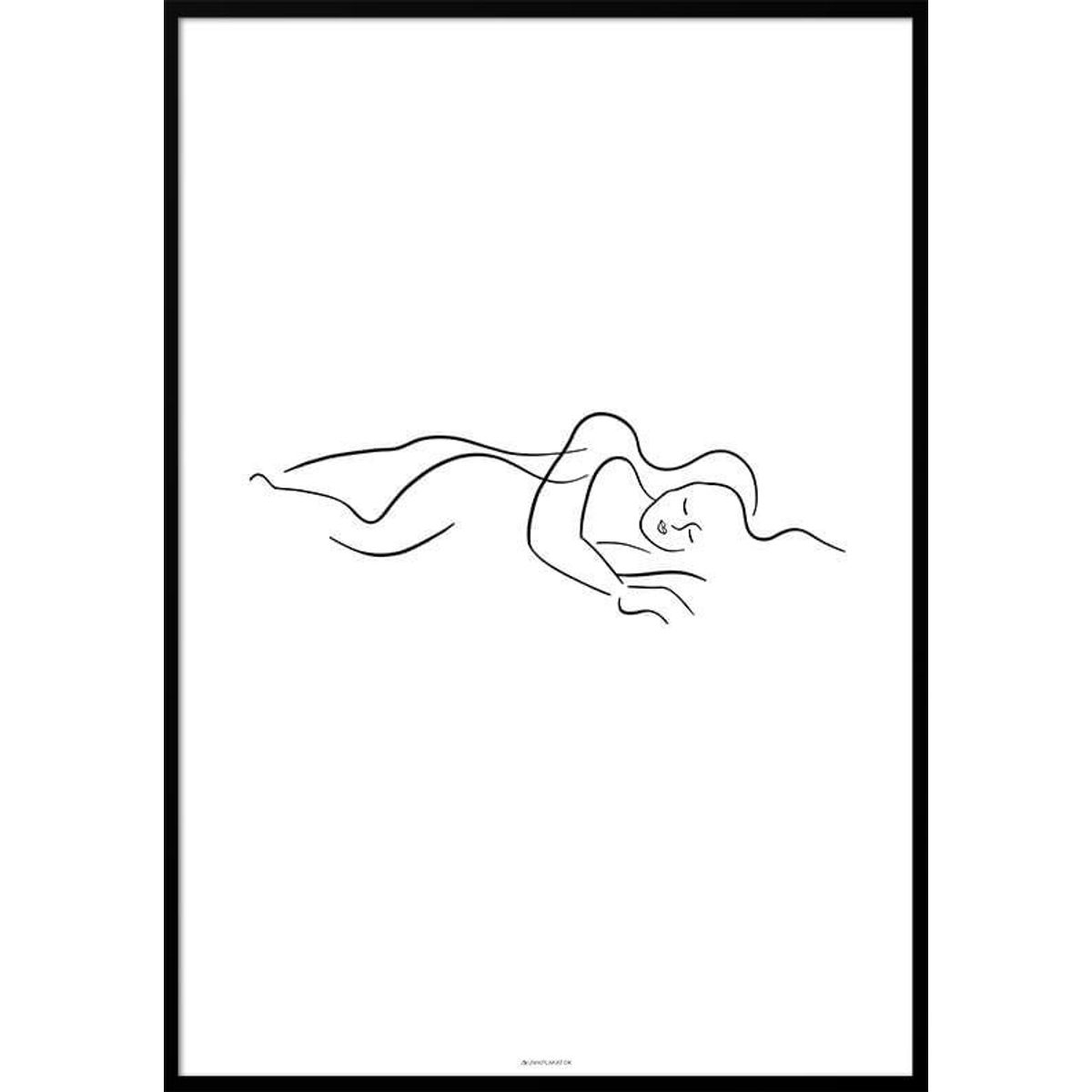 One line drawing - Couple sleeping plakat